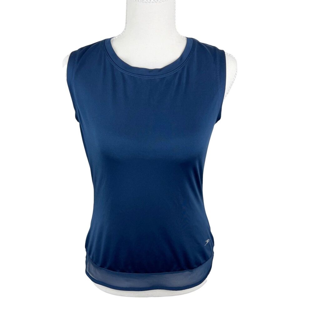 Crane Tank Top Women Small Blue Sleeveless Activewear Workout Running Top
